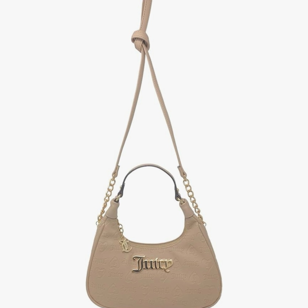 Juicy Couture Beige Shoulder Bag with Gold Accents